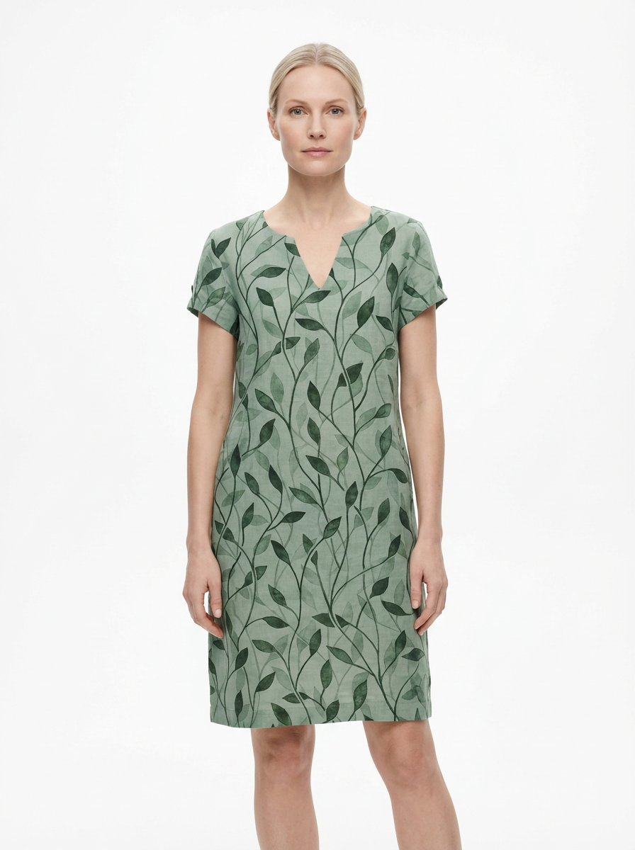 Summer Dress Women V-Neck Short Sleeve A-Line