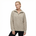 Sweater Women Half-Zip Neck Long Sleeve
