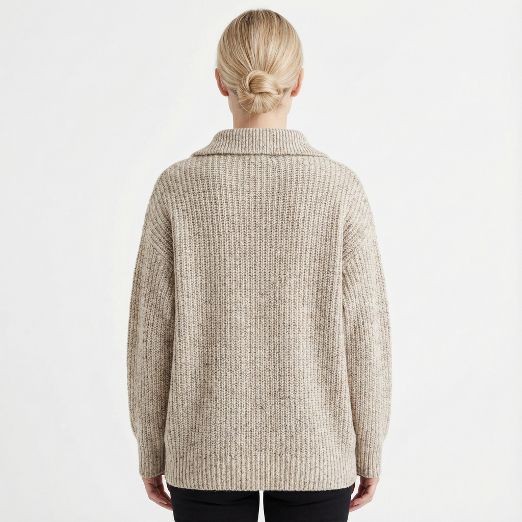 Sweater Women Half-Zip Neck Long Sleeve