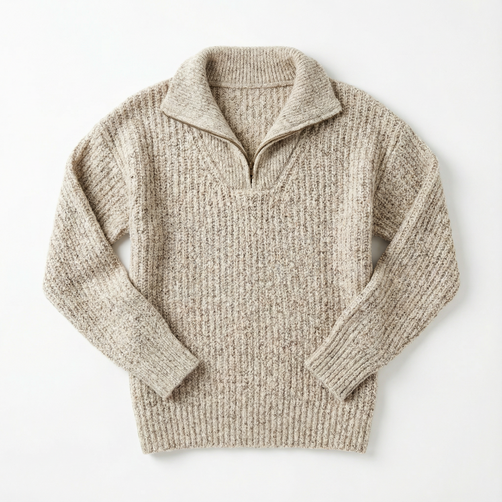 Sweater Women Half-Zip Neck Long Sleeve