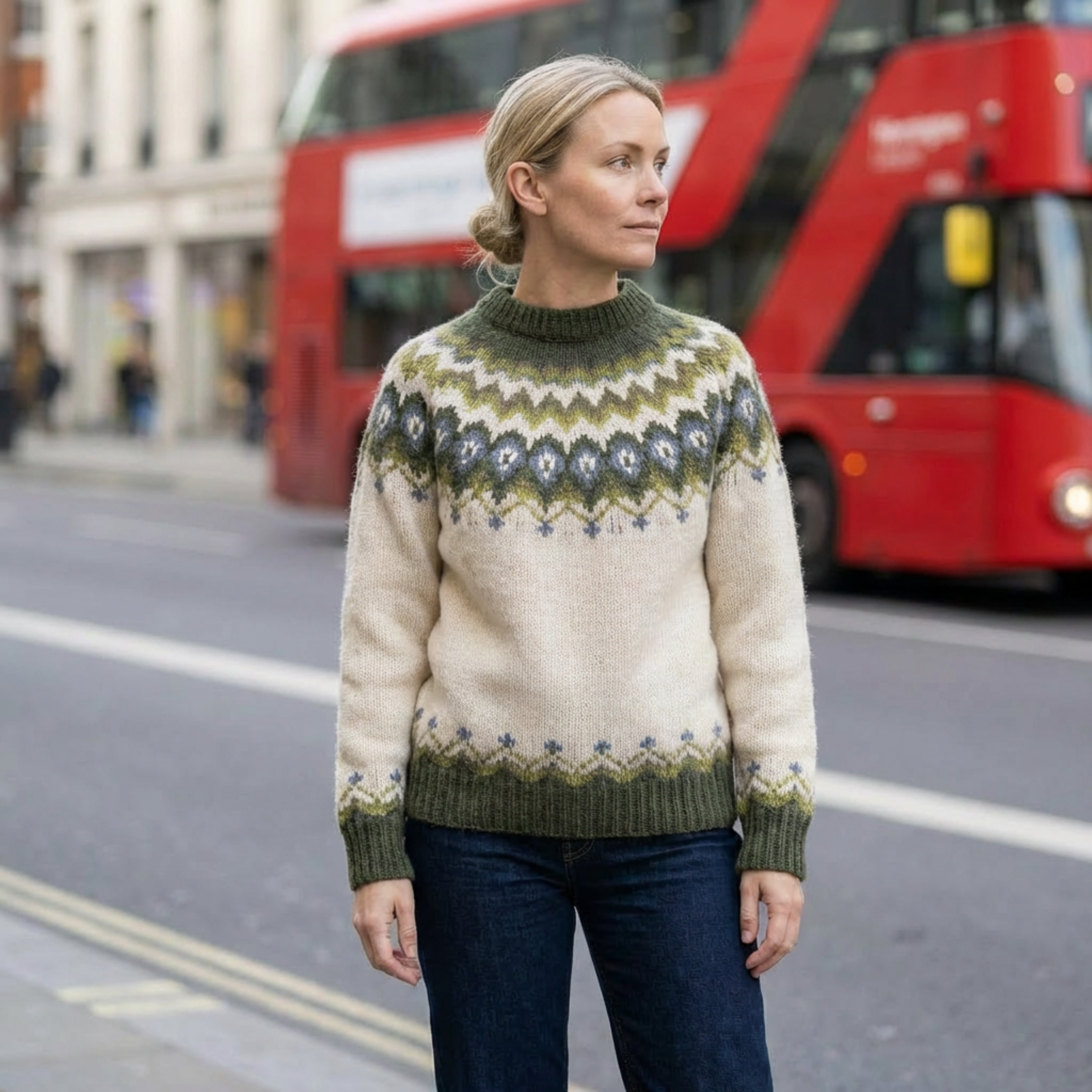 Sweater Women Nordic Pattern Knitted Relaxed Fit