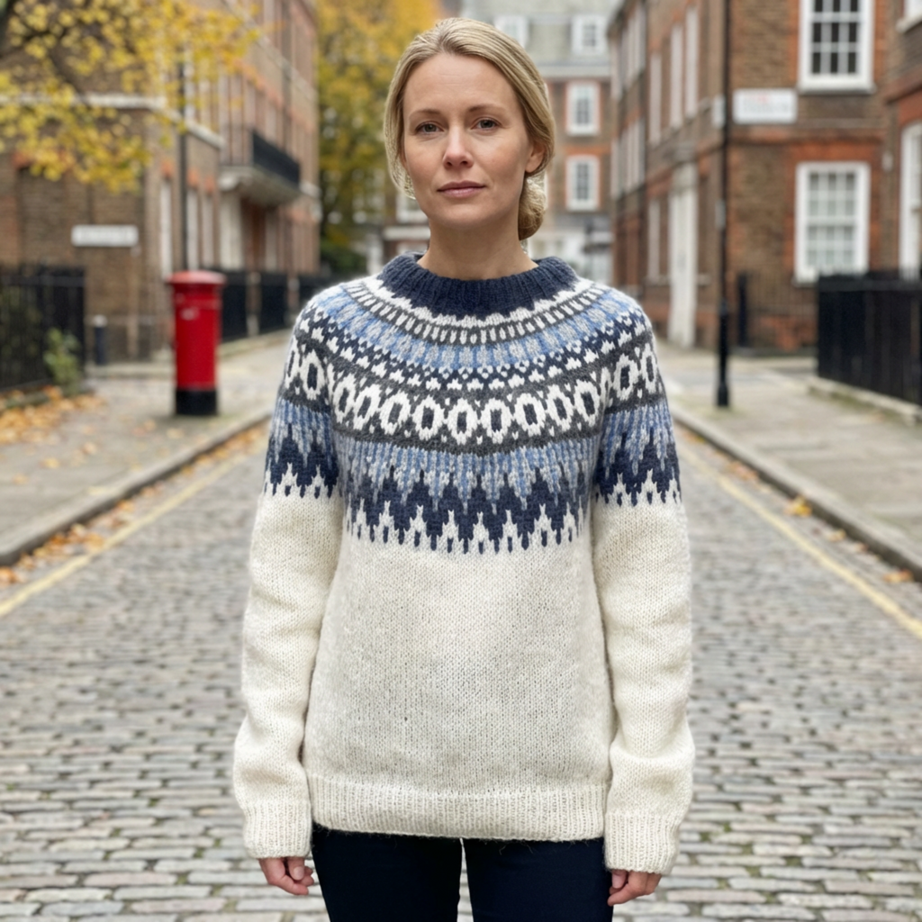 Sweater Women Nordic Pattern Knitted Relaxed Fit