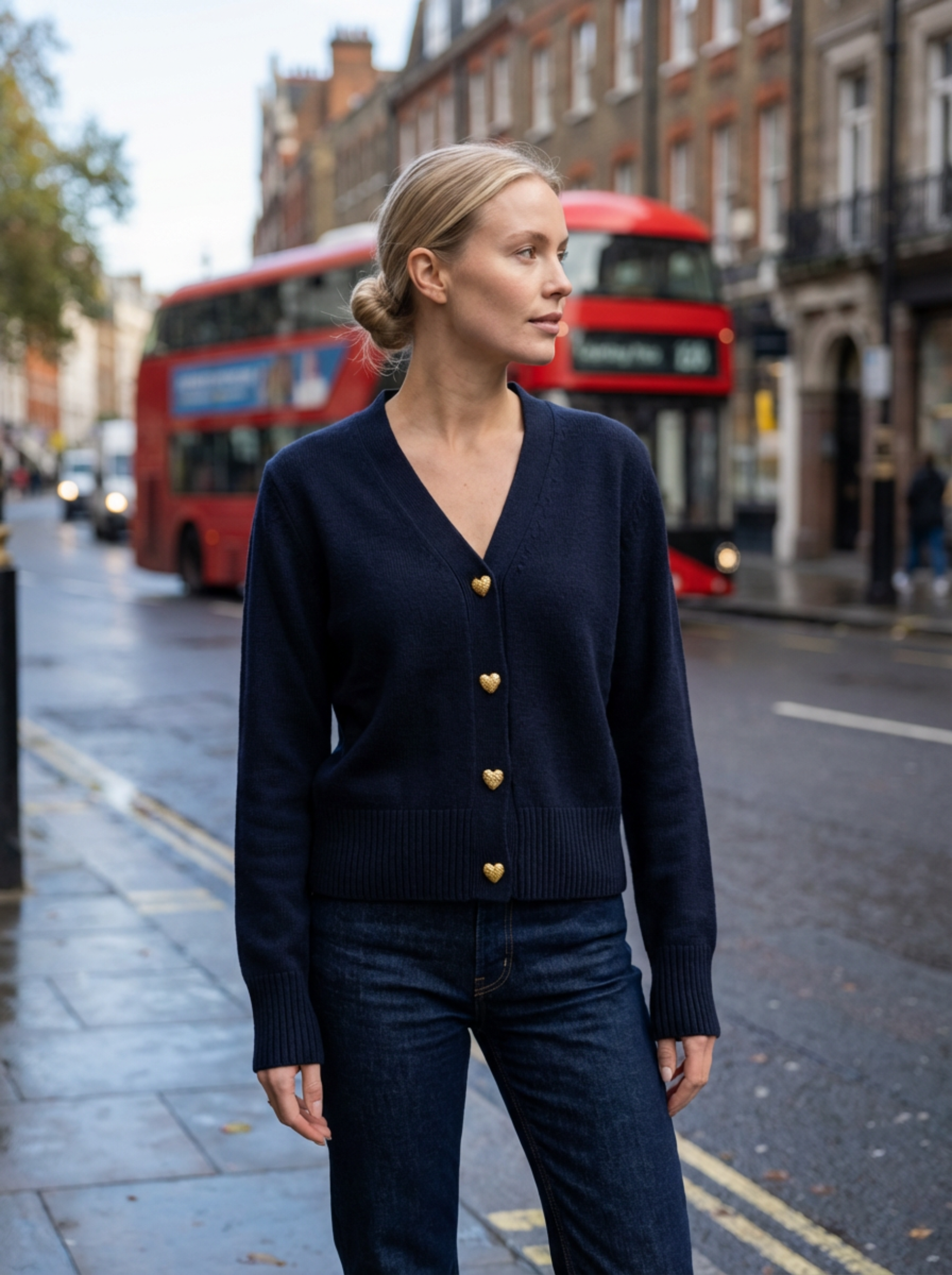 Cardigan Women Knitted Button Front Hip-Length