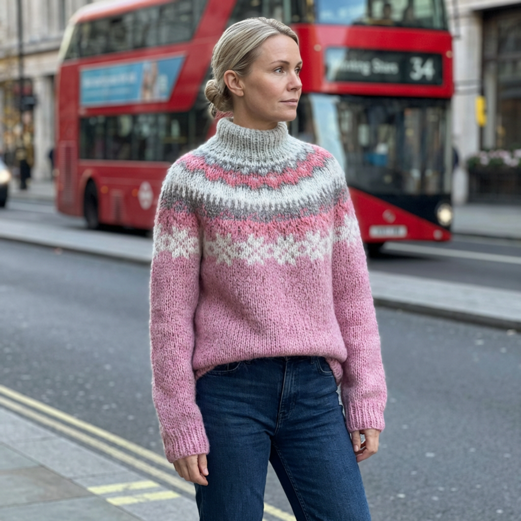 Sweater Women Nordic Pattern Knitted Relaxed Fit
