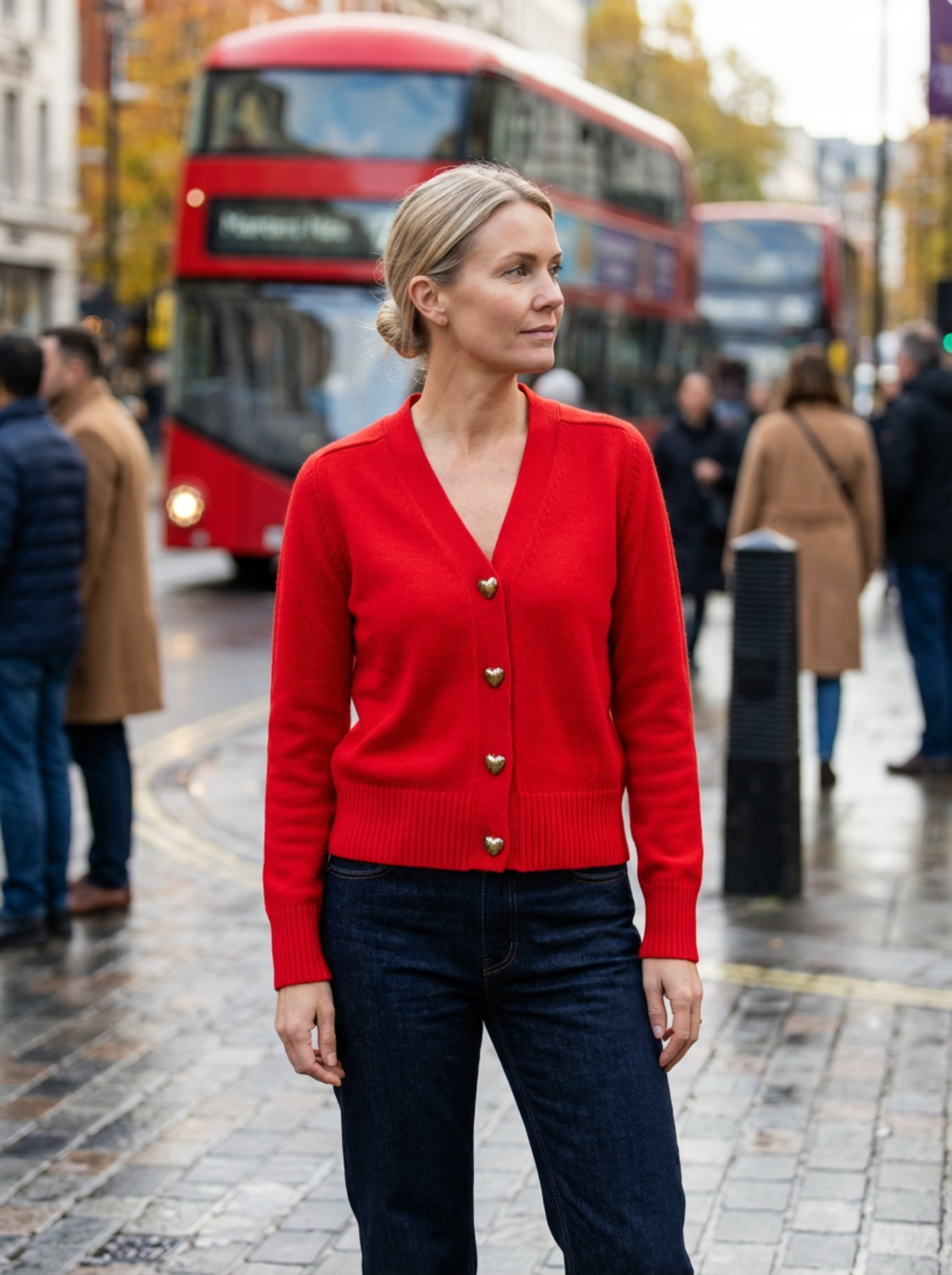 Cardigan Women Knitted Button Front Hip-Length