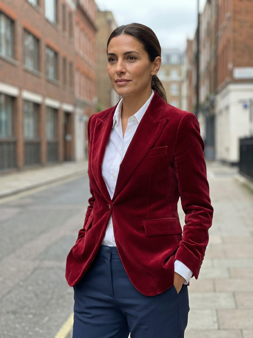 Blazer Women Tailored Fit Classic Lapel Gold Button Details