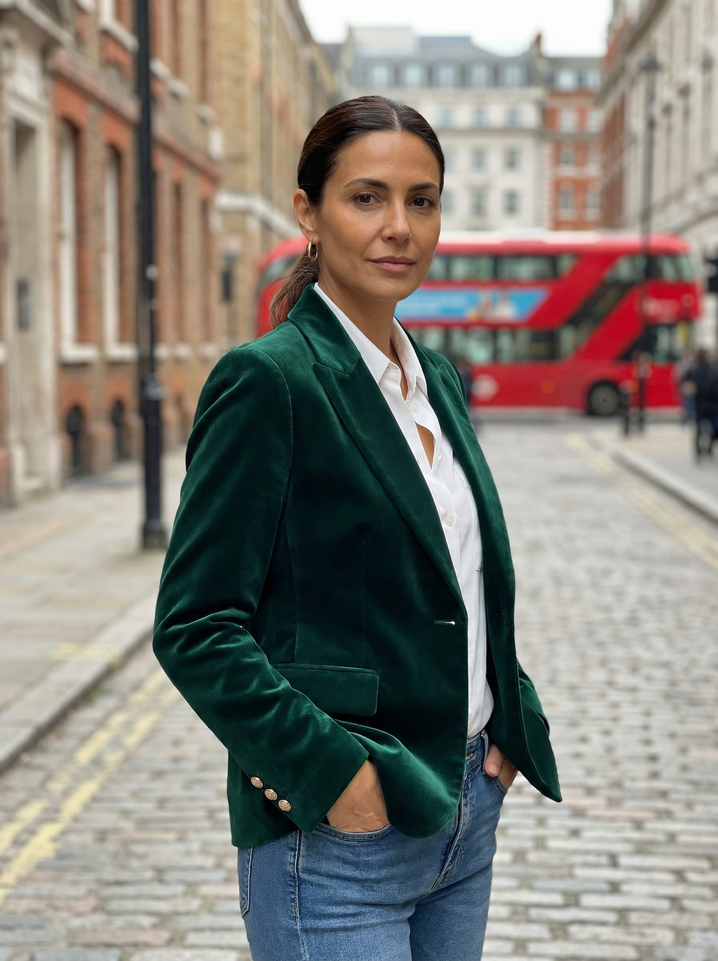 Blazer Women Tailored Fit Classic Lapel Gold Button Details