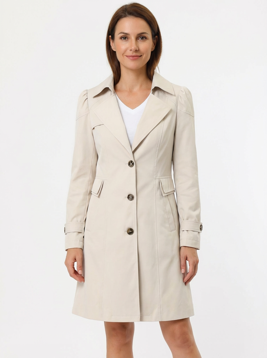 Overcoat Women Open Collar Relaxed Fit Trench‑Inspired