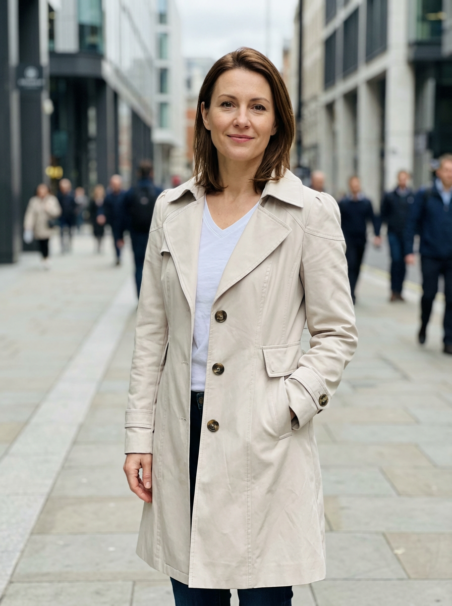 Overcoat Women Open Collar Relaxed Fit Trench‑Inspired