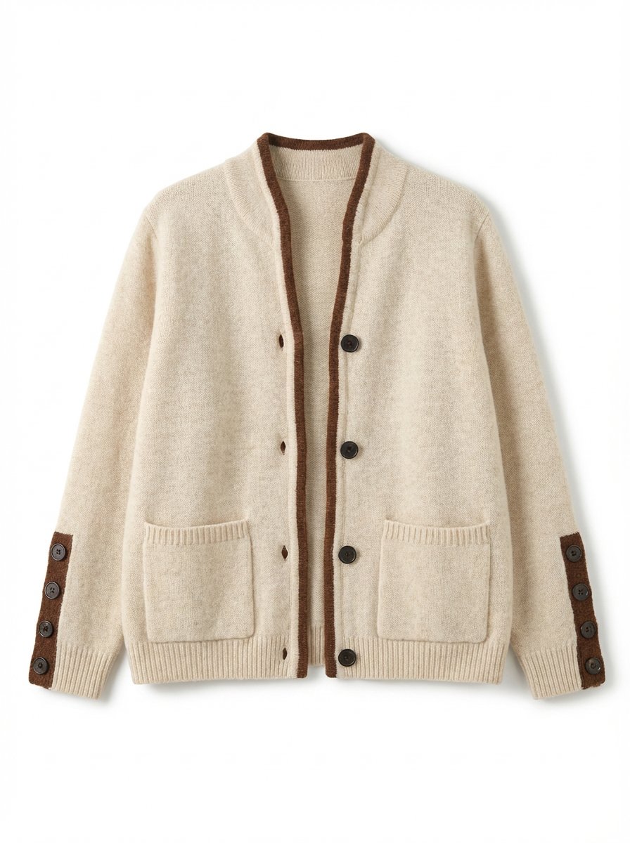 Cardigan Women Relaxed Fit Draped Button‑Front Knit