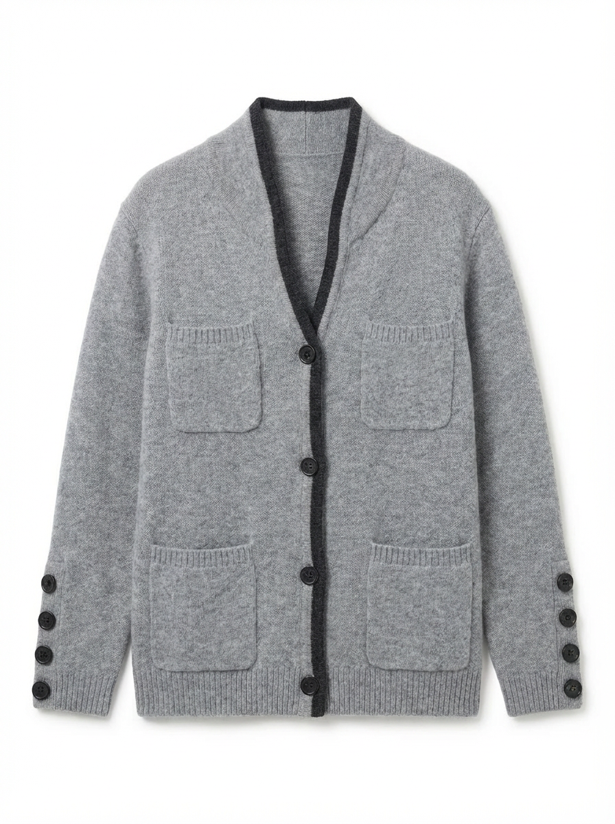 Cardigan Women Relaxed Fit Draped Button‑Front Knit