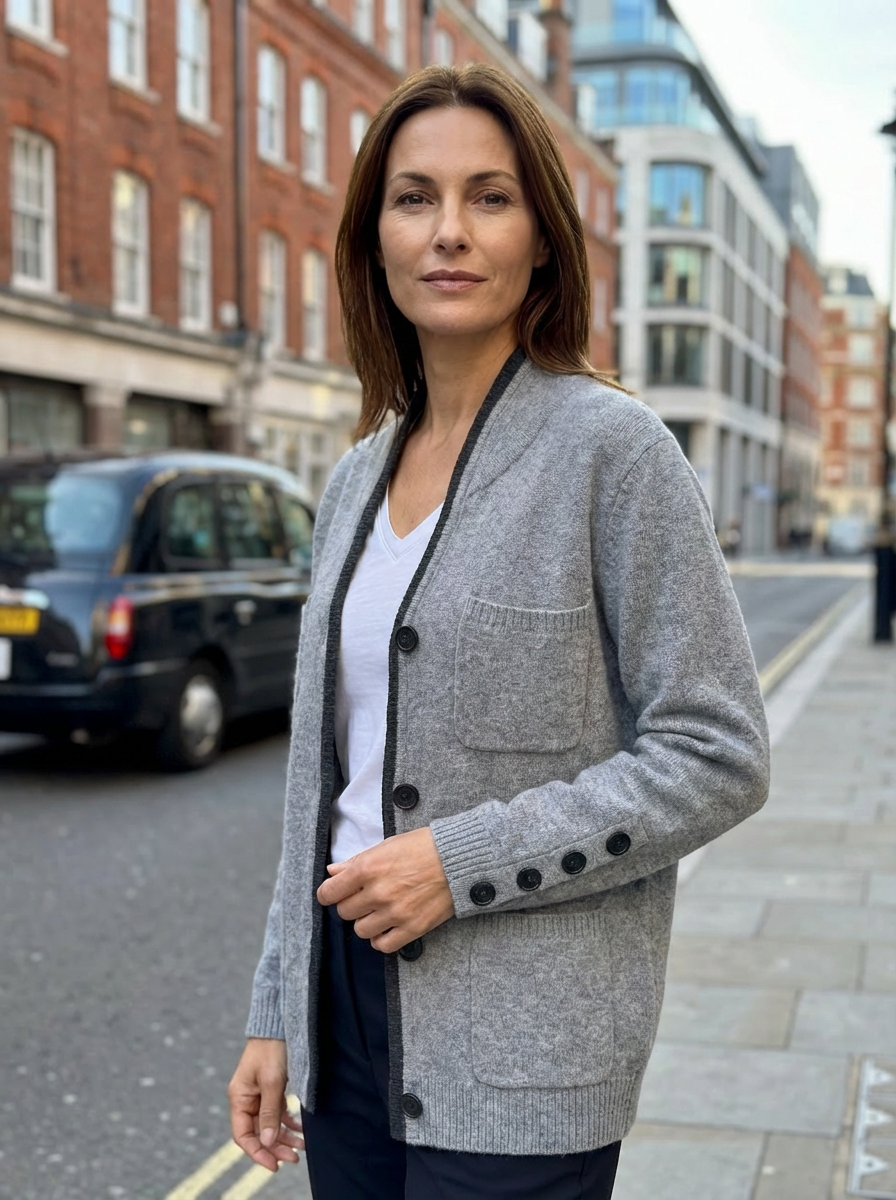 Cardigan Women Relaxed Fit Draped Button‑Front Knit