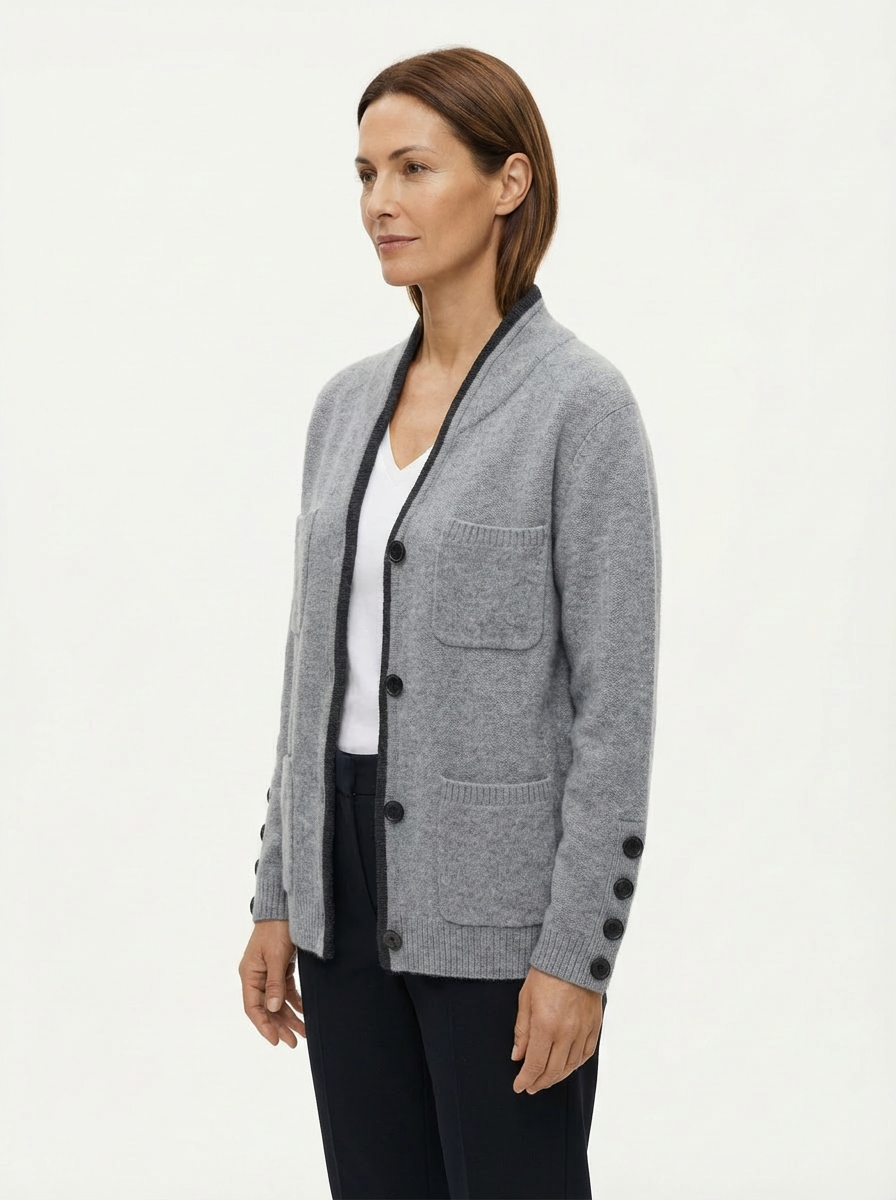 Cardigan Women Relaxed Fit Draped Button‑Front Knit