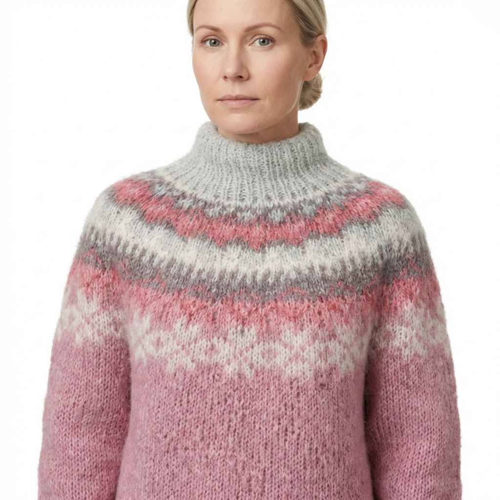Sweater Women Nordic Pattern Knitted Relaxed Fit