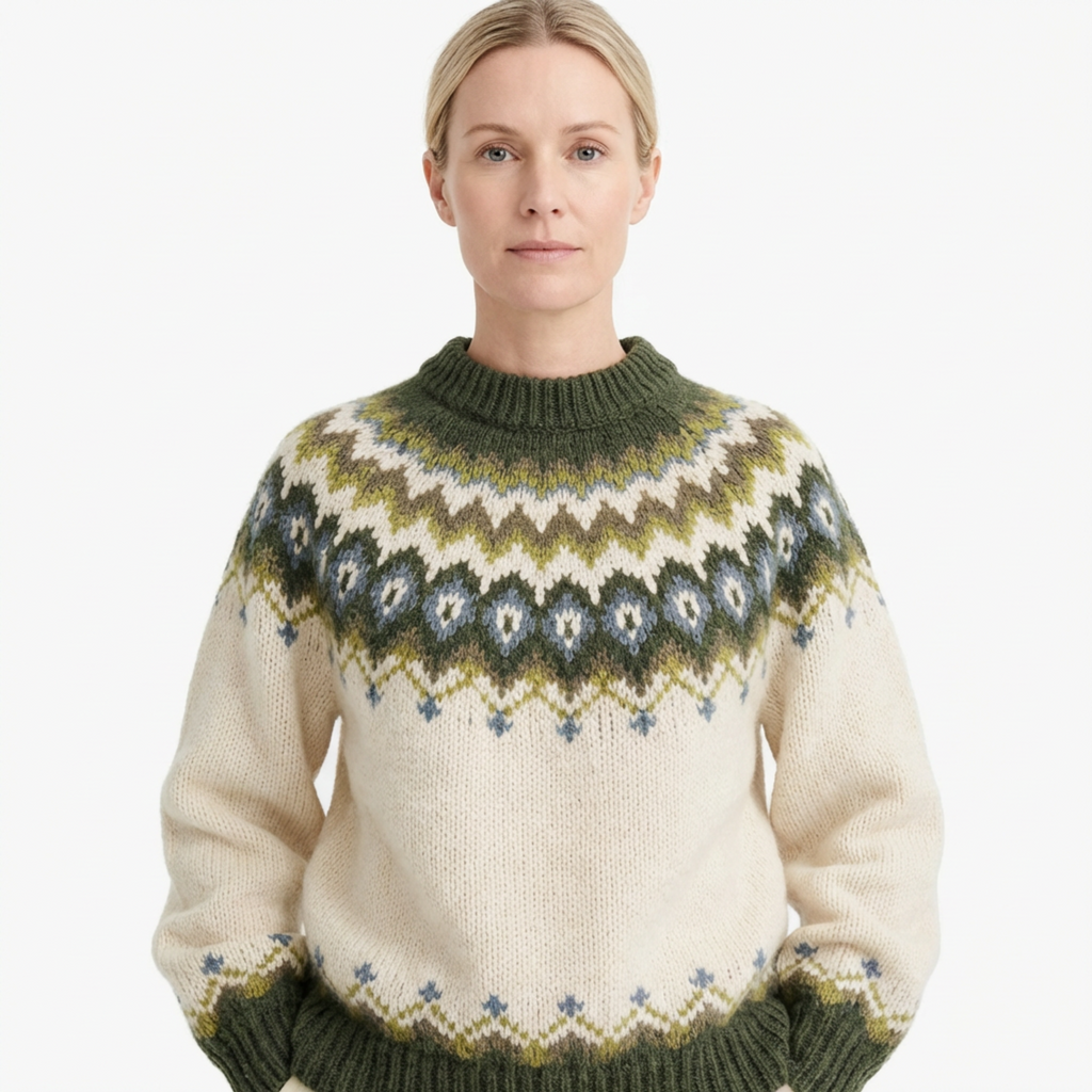 Sweater Women Nordic Pattern Knitted Relaxed Fit