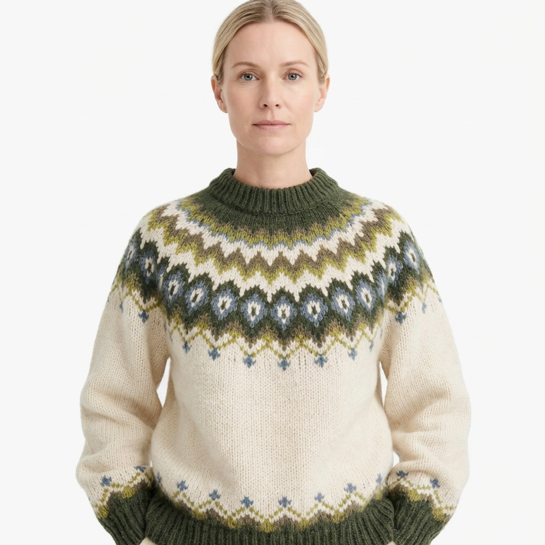 Sweater Women Nordic Pattern Knitted Relaxed Fit