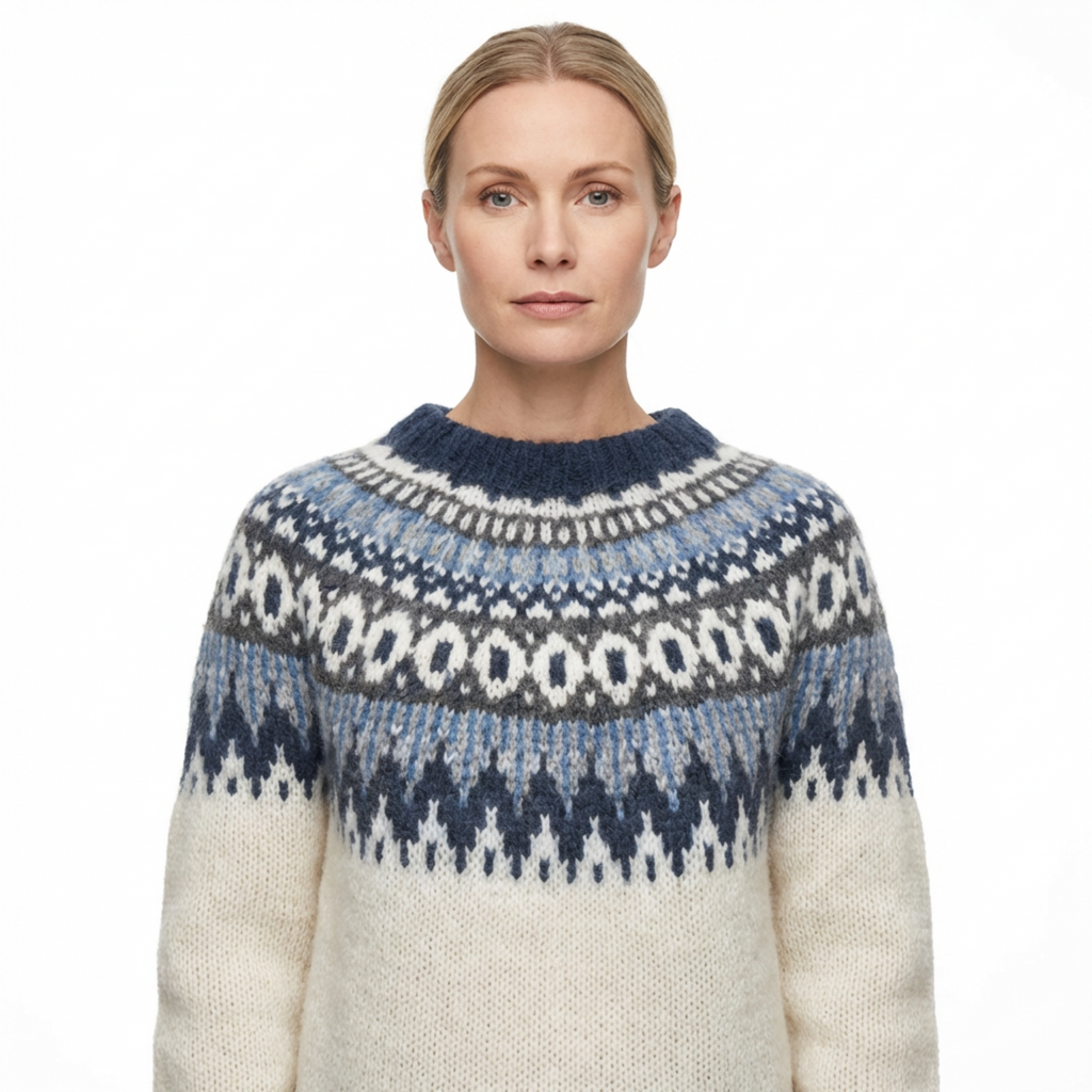 Sweater Women Nordic Pattern Knitted Relaxed Fit