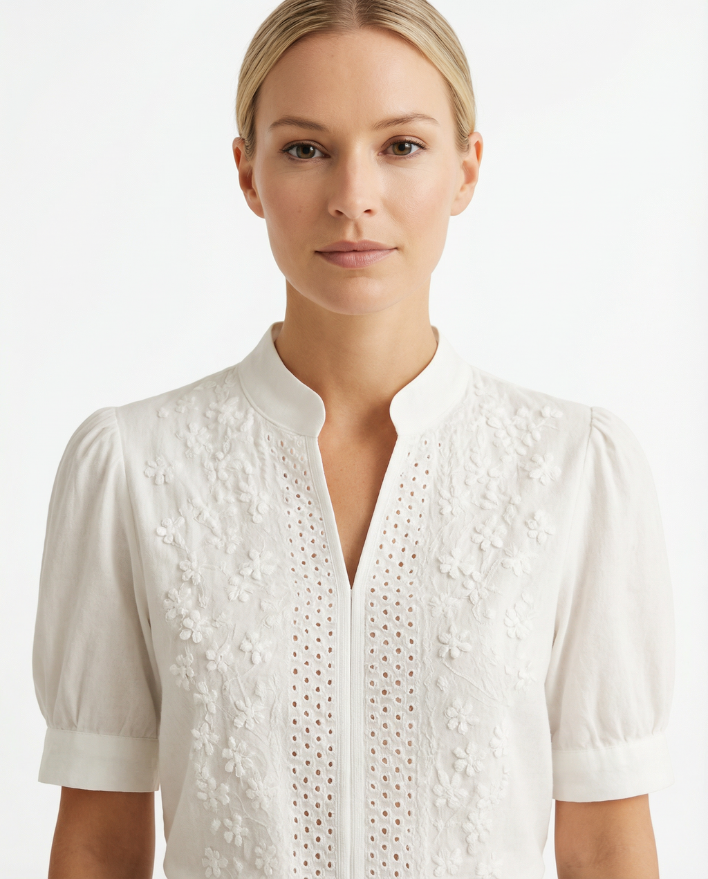 Blouse Women Classic Collar Button Closure Tailored Silhouette