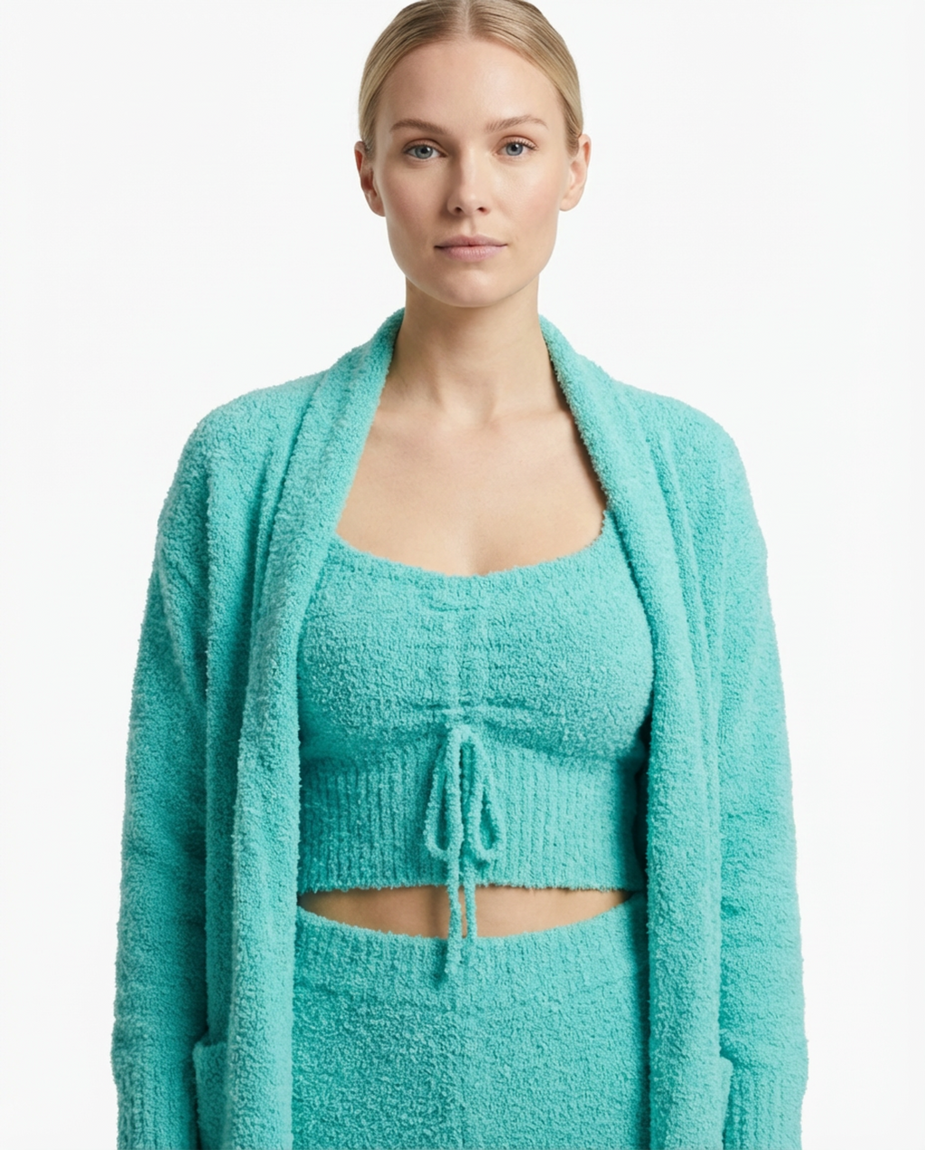Pajama Set Women 3‑Piece Plush Homewear Set Jacket & Pants