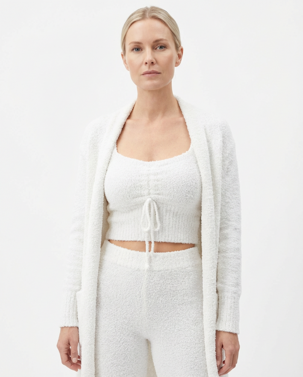 Pajama Set Women 3‑Piece Plush Homewear Set Jacket & Pants