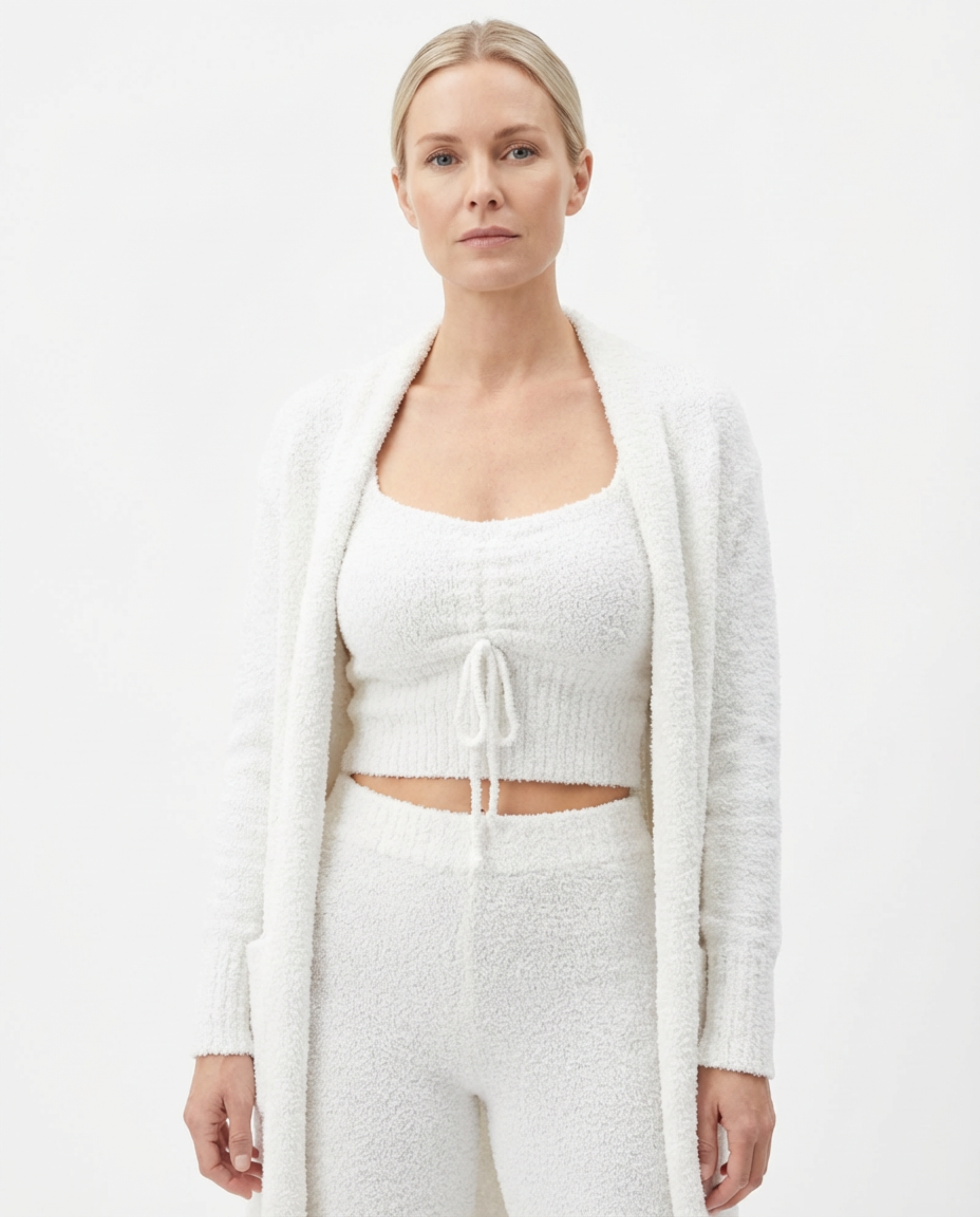 Pajama Set Women 3‑Piece Plush Homewear Set Jacket & Pants