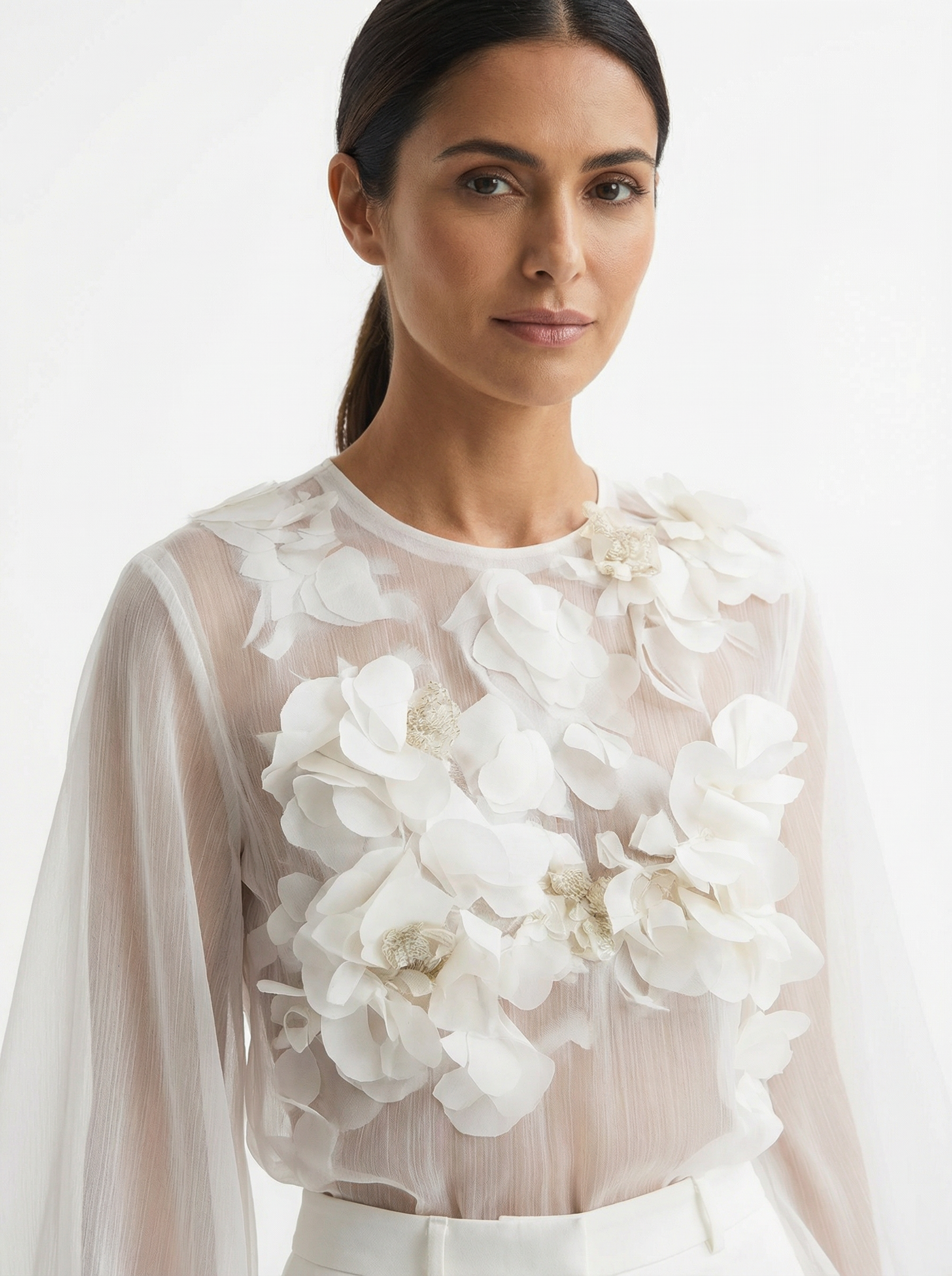 Top Women 3D Floral Detail Relaxed Silhouette