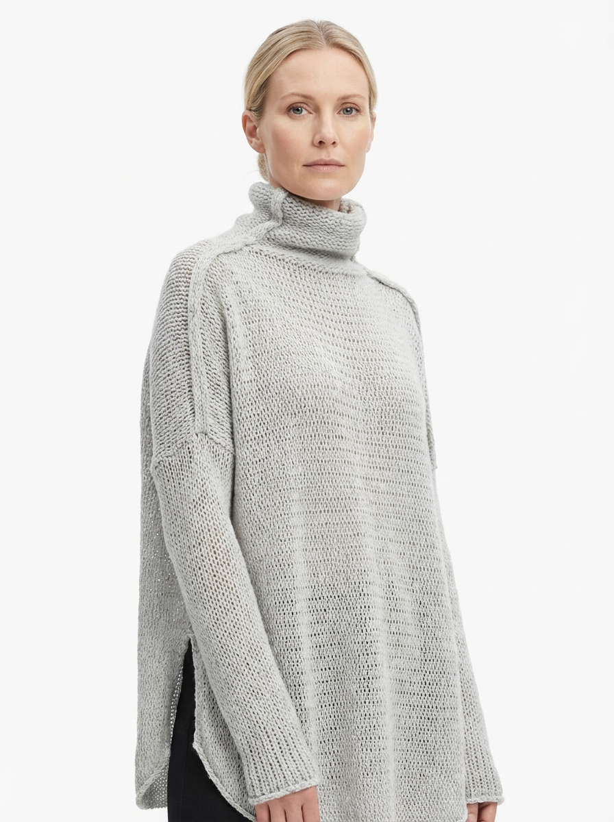 Oversized Turtleneck Sweater Women Loose Fit Hip-Length