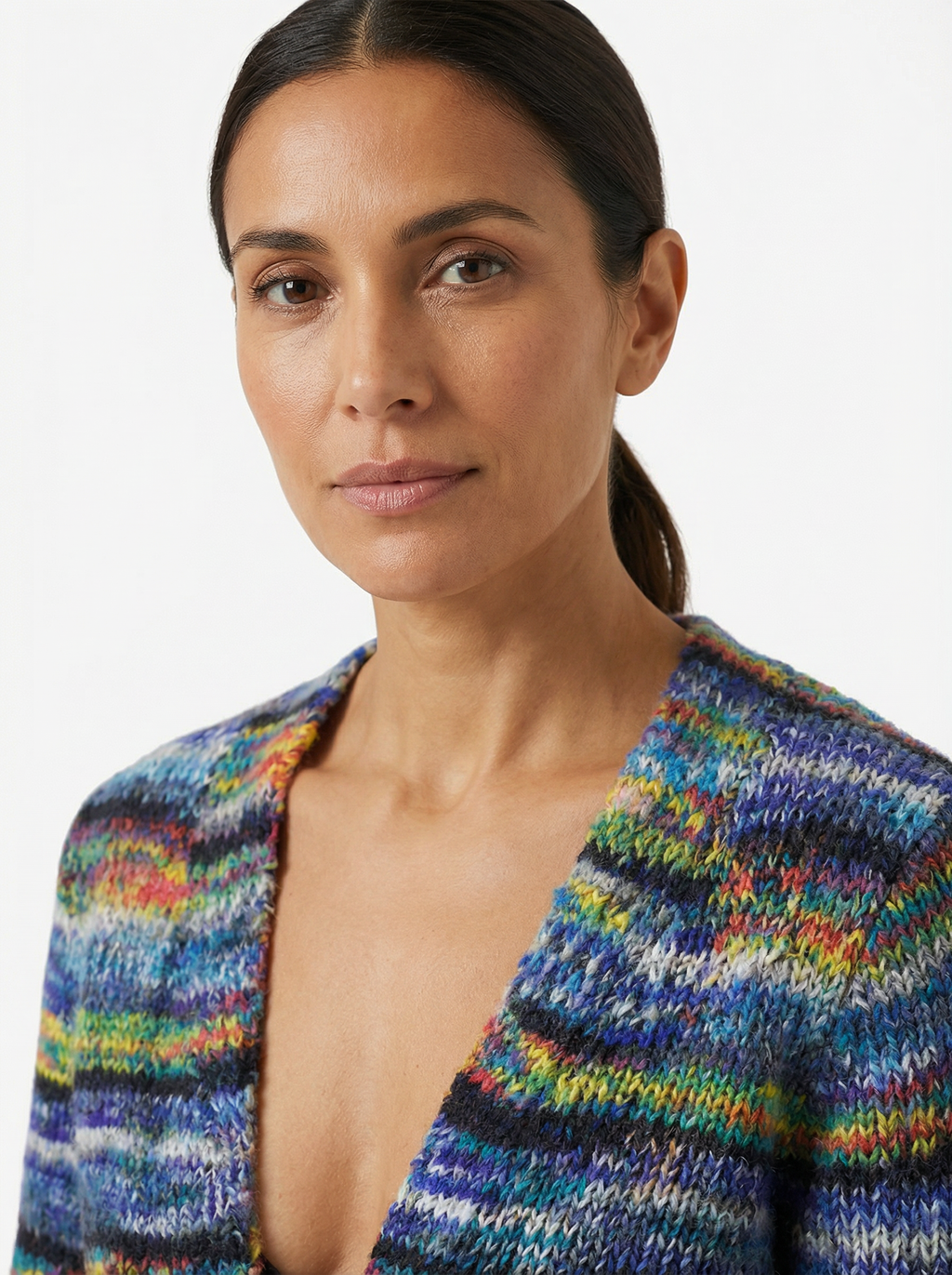 Cardigan Women Open Front Contrast Stripes