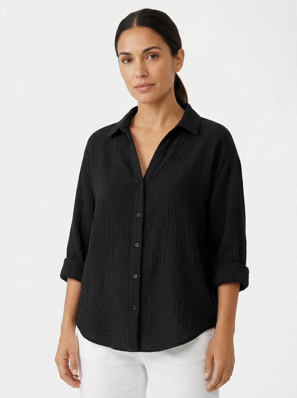 Blouse Women Front Button Closure Casual Fit