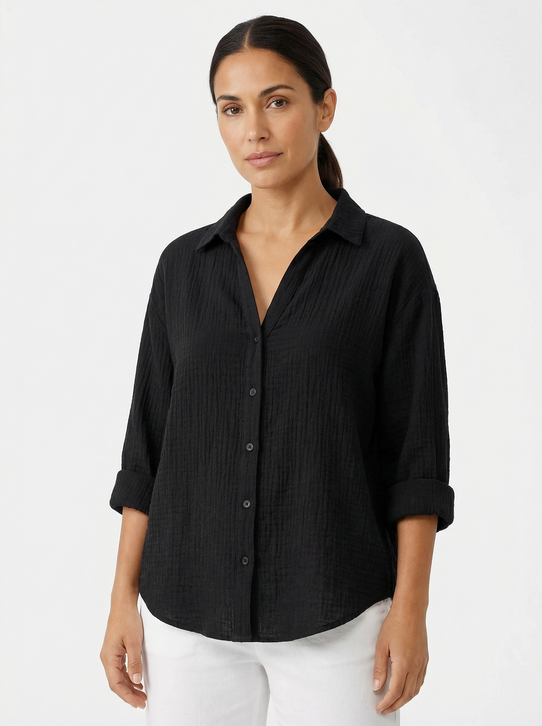 Blouse Women Front Button Closure Casual Fit