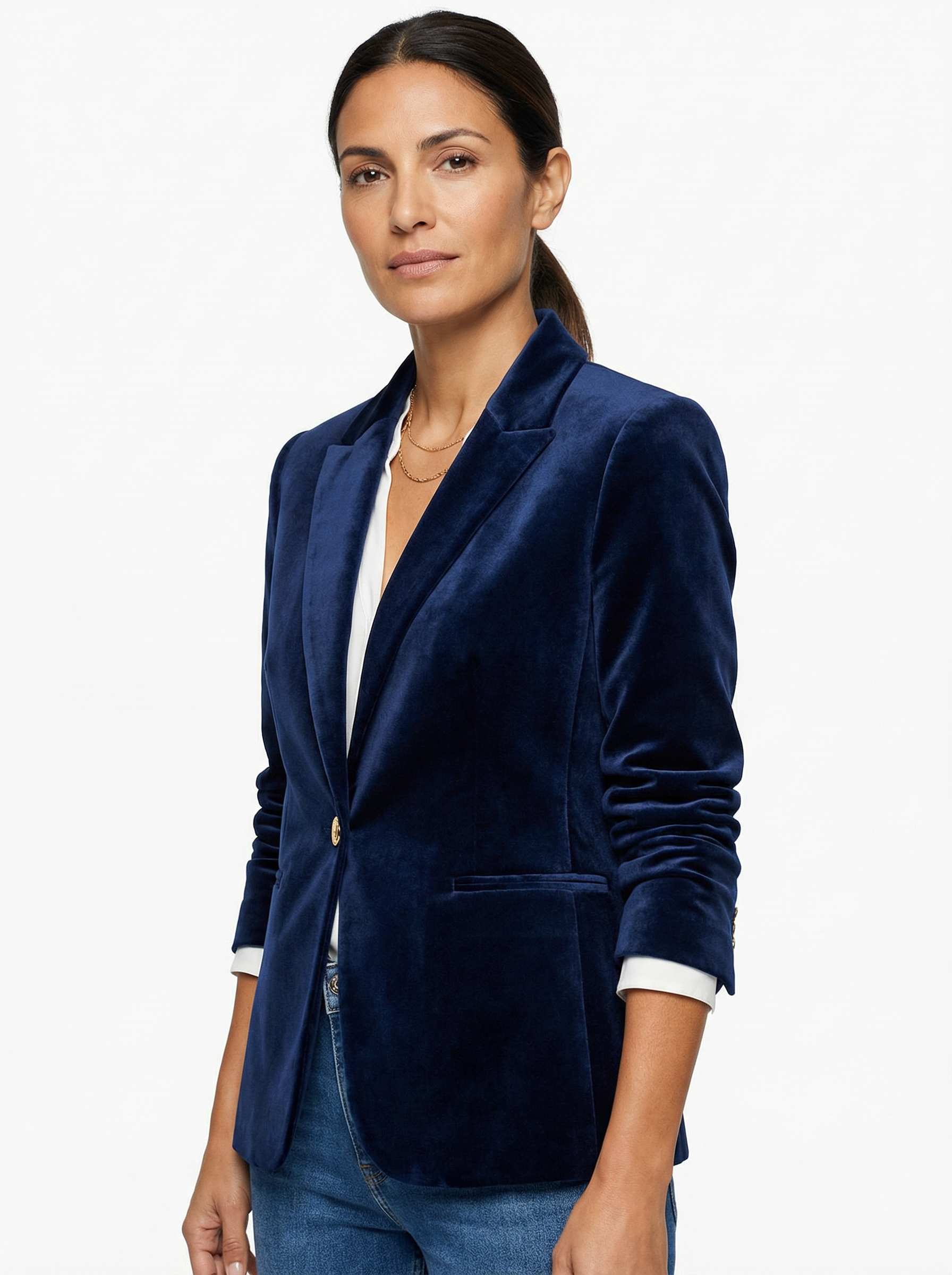 Blazer Women Tailored Fit Classic Lapel Gold Button Details