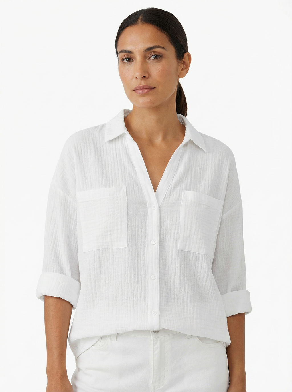 Blouse Women Front Button Closure Casual Fit