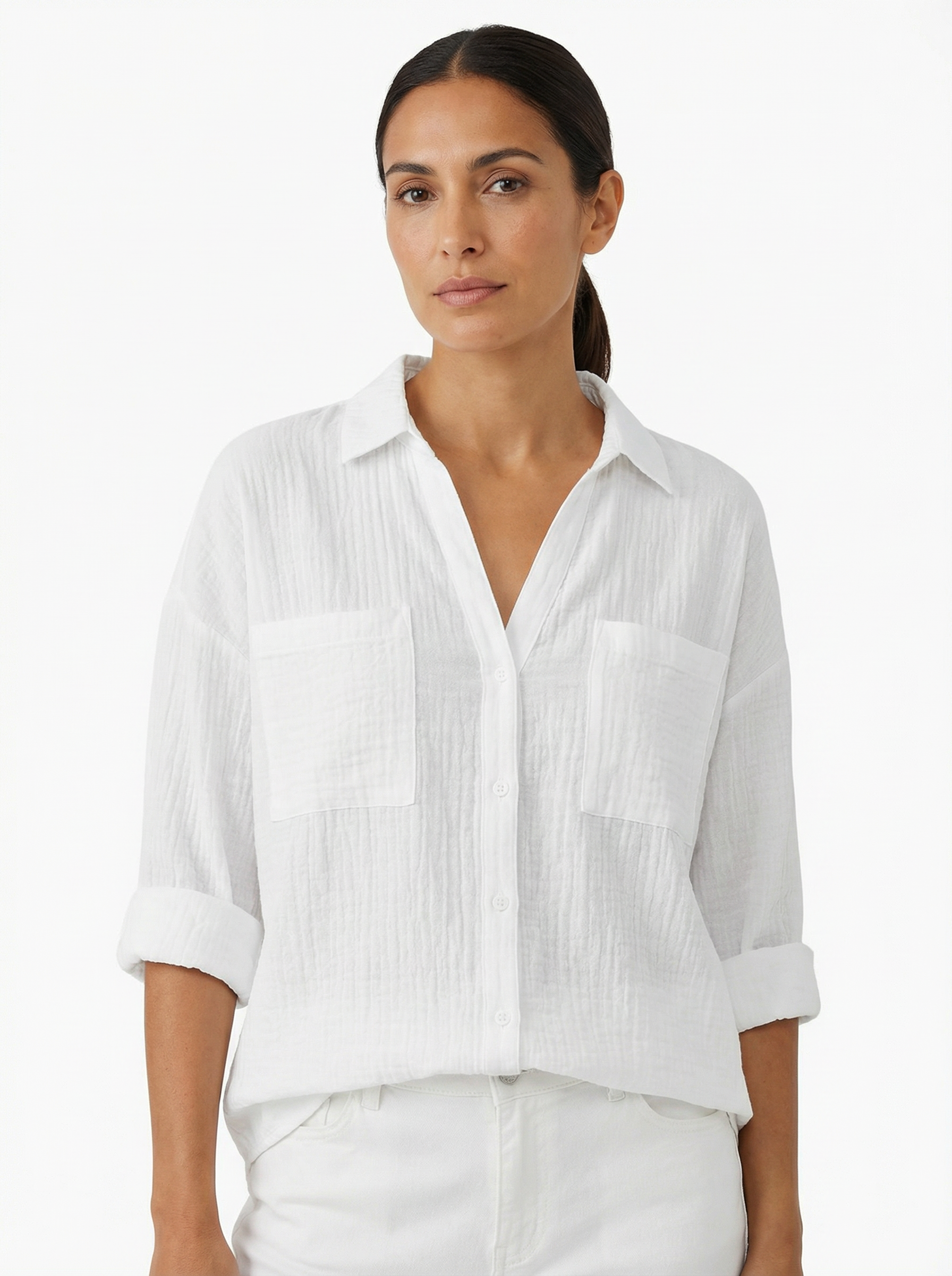 Blouse Women Front Button Closure Casual Fit