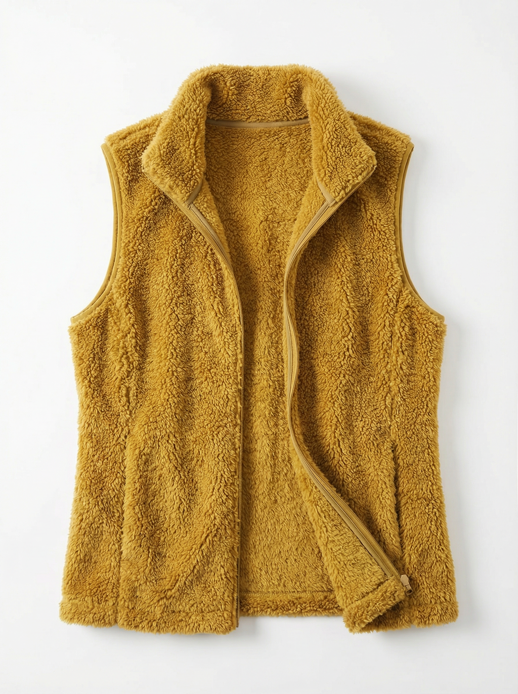 Vest Women Sleeveless Fleece Pocket Detail