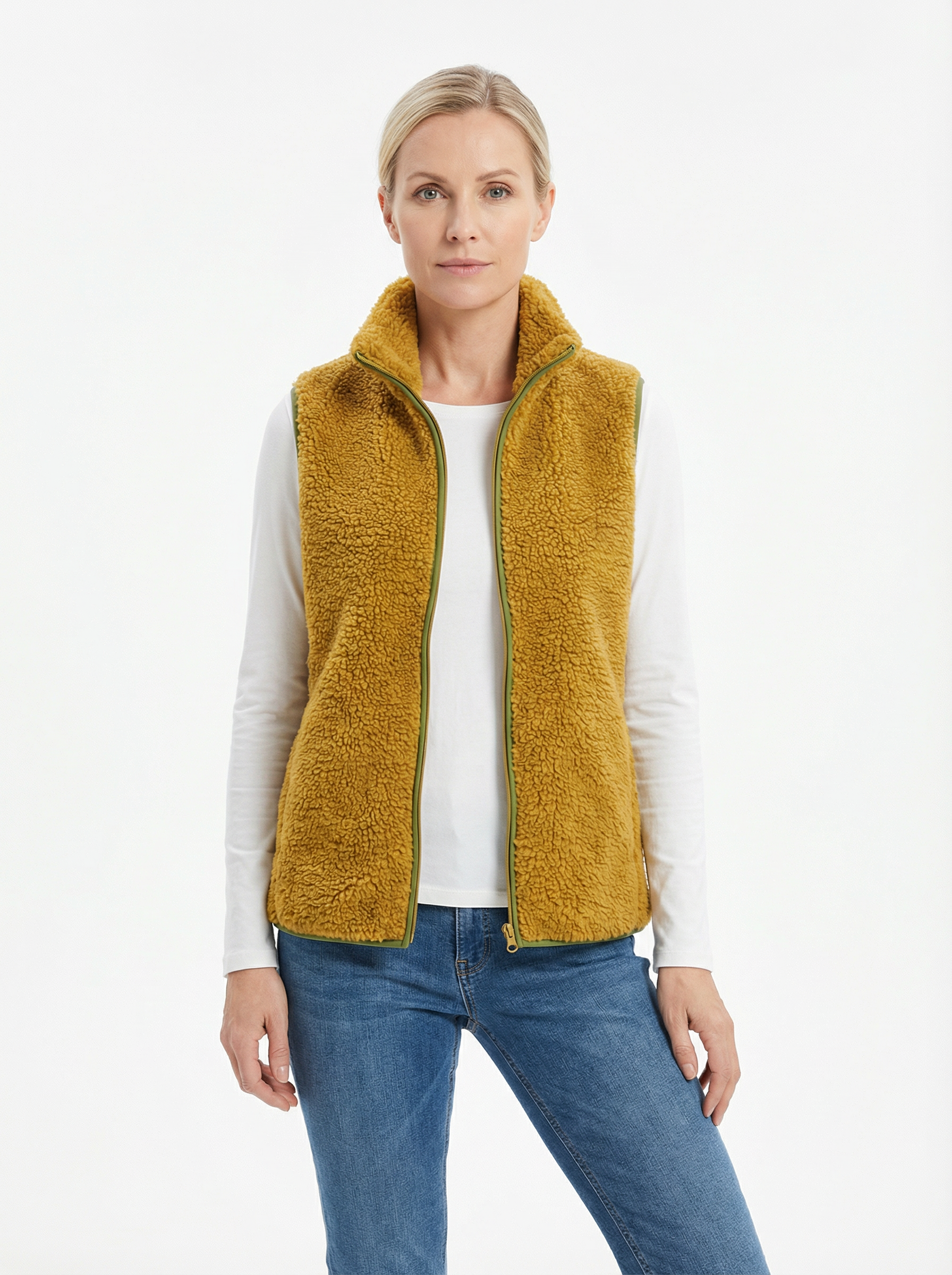 Vest Women Sleeveless Fleece Pocket Detail