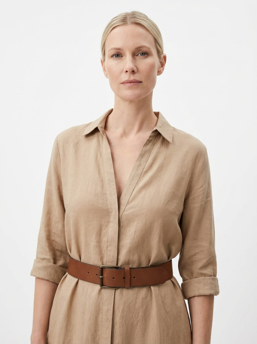 Maxi Dress Women Lapel Collar Belted Single Breasted Long Sleeve