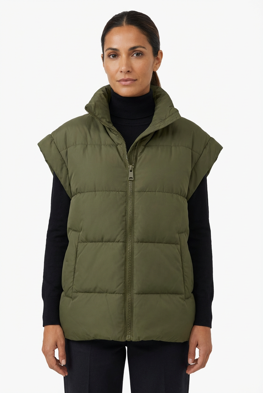 Vest Women Sleeveless Puffer Vest with High Collar