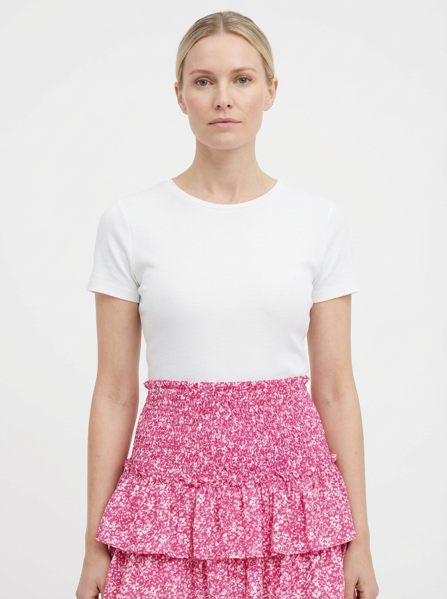 Mini Skirt Women Smocked Waist Volant Detail A-Line