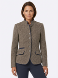 Blazer Women Tailored Waist Stand Collar Piped Detail