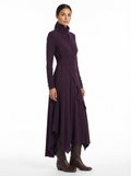 Dress Maxi Women Long Sleeve Turtleneck Asymmetric Design