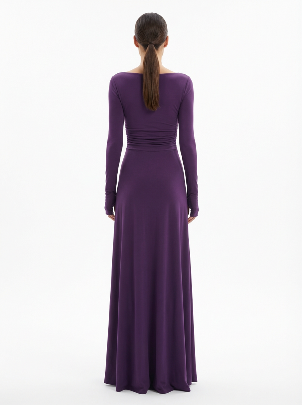 Maxi Dress Women Wrap Front Knot Detail V‑Neck Longsleeve