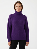 Sweater Women Ribbed Diamond Knit Relaxed Fit Turtleneck