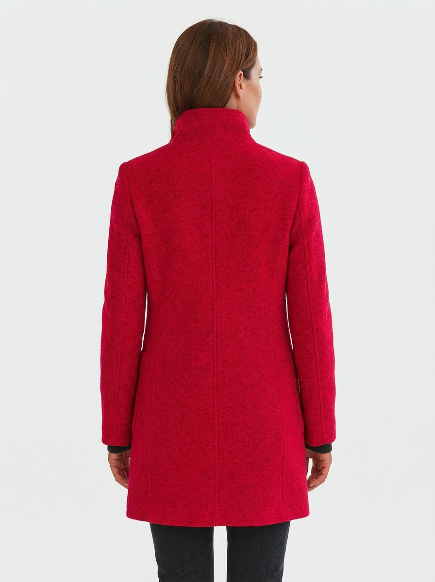 High-Collar Jacket Women Stand-Up Collar Longline Silhouette
