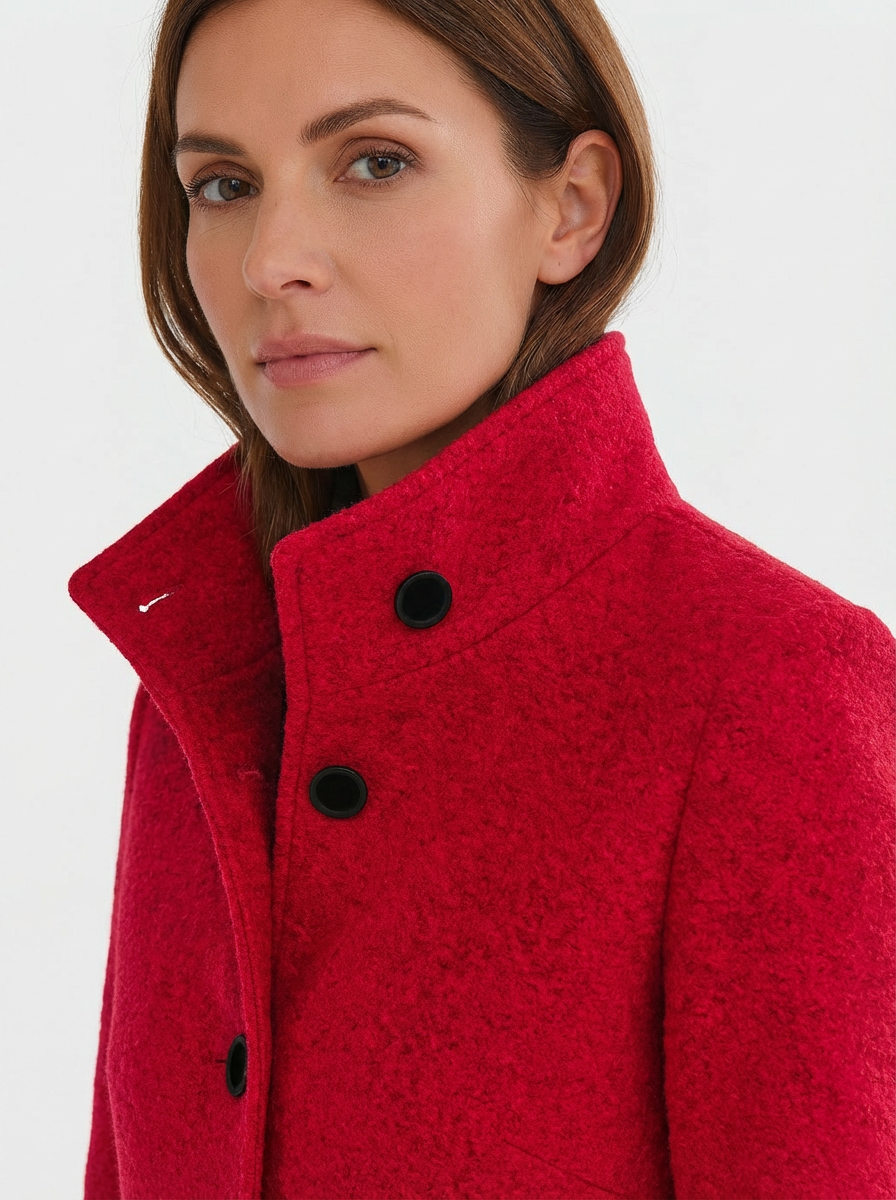 High-Collar Jacket Women Stand-Up Collar Longline Silhouette