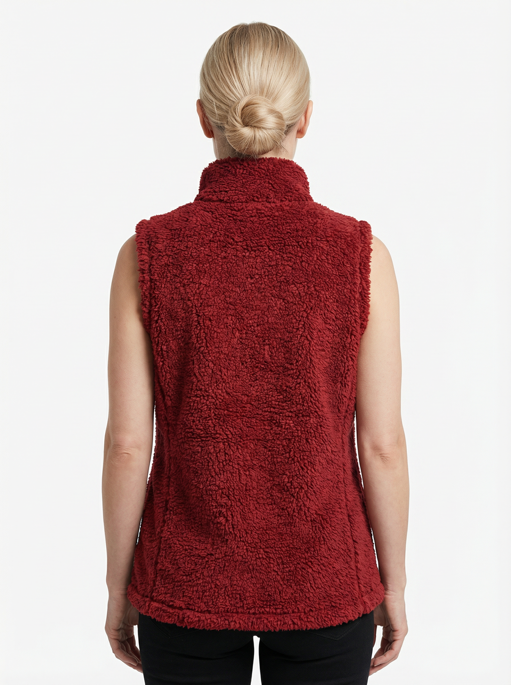 Vest Women Sleeveless Fleece Pocket Detail
