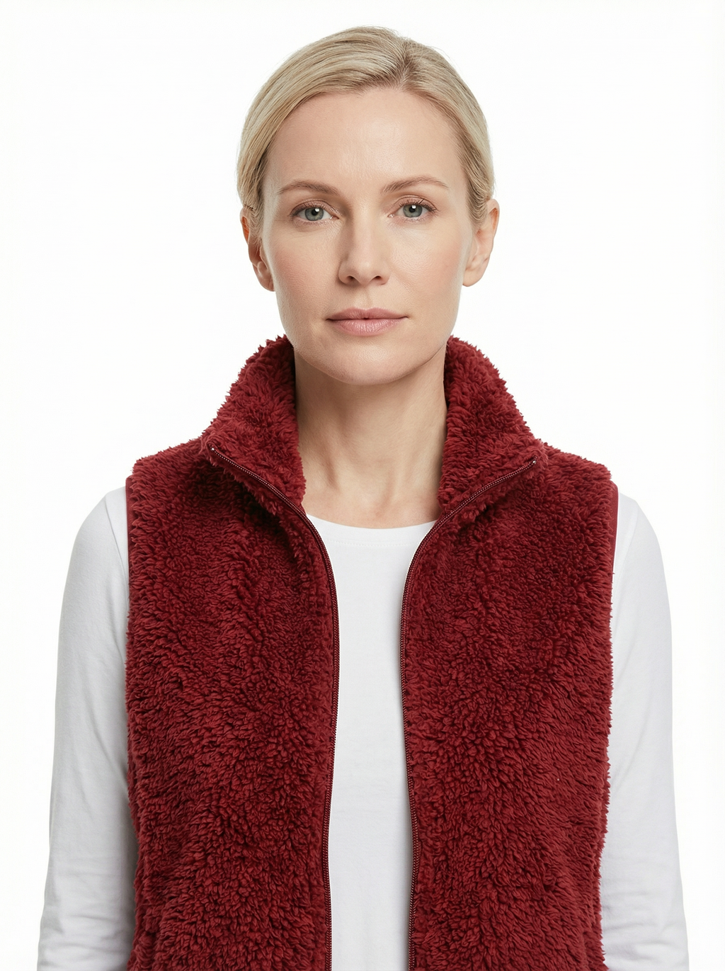 Vest Women Sleeveless Fleece Pocket Detail