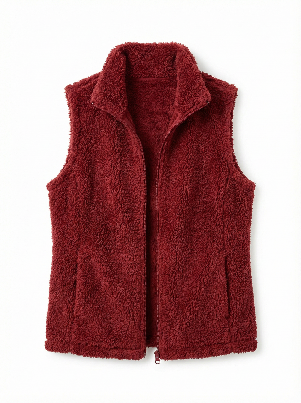 Vest Women Sleeveless Fleece Pocket Detail