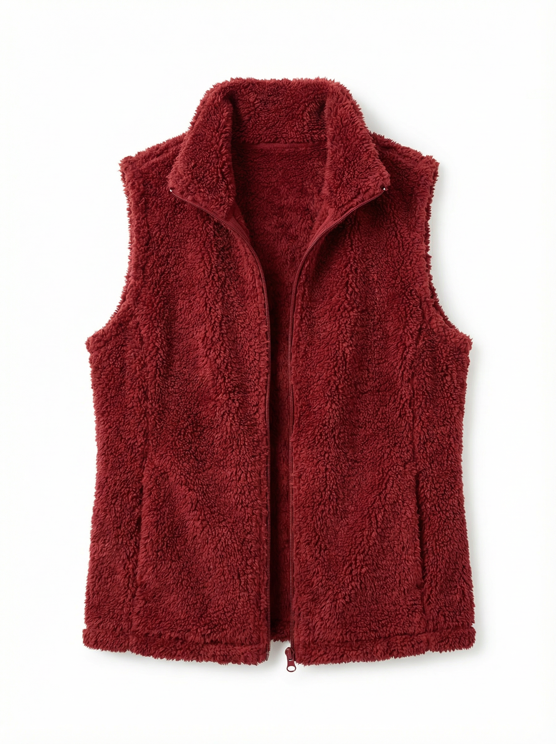 Vest Women Sleeveless Fleece Pocket Detail