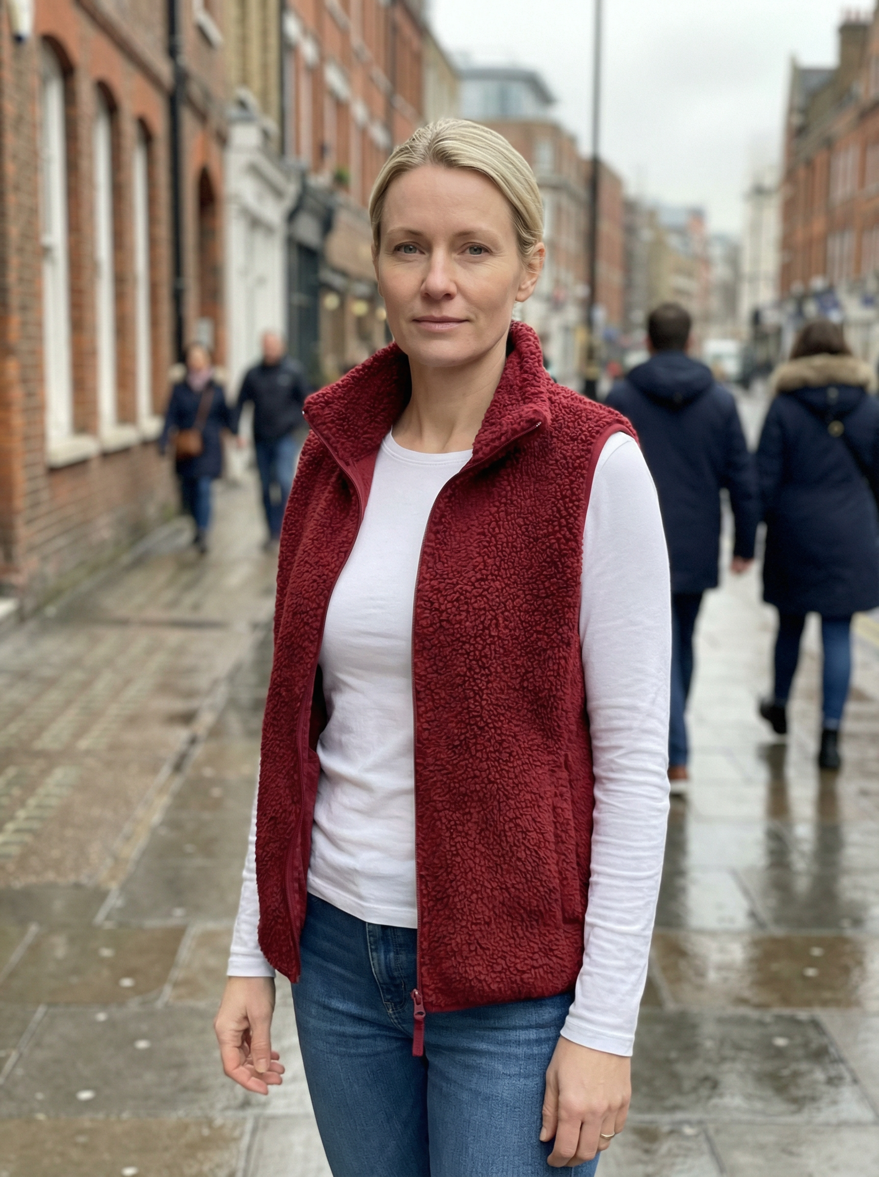 Vest Women Sleeveless Fleece Pocket Detail