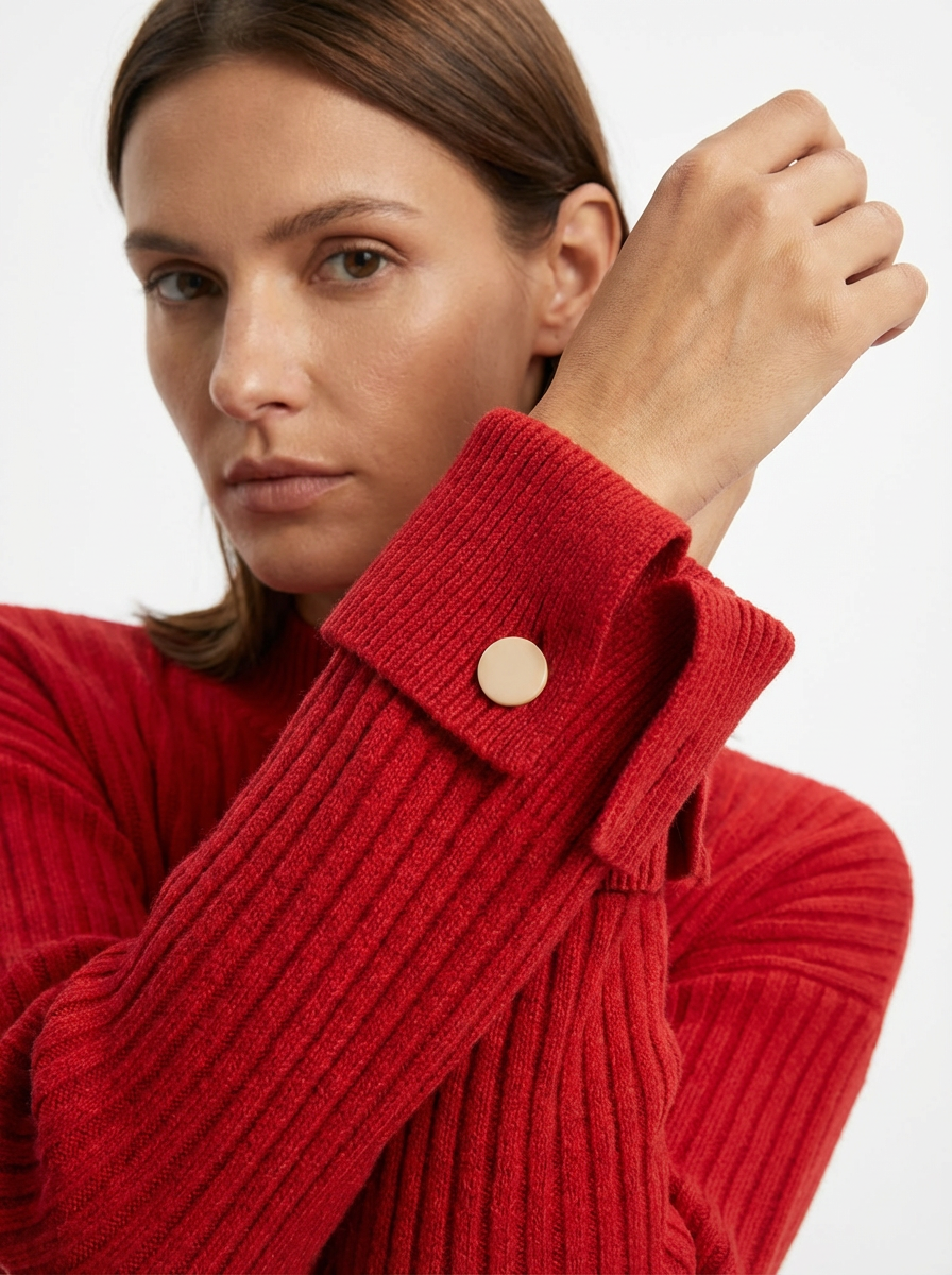 Pullover Women Oversized Ribbed High Neck Relaxed Fit